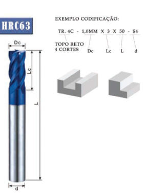 Topo Reto 4 Cortes HRC 63